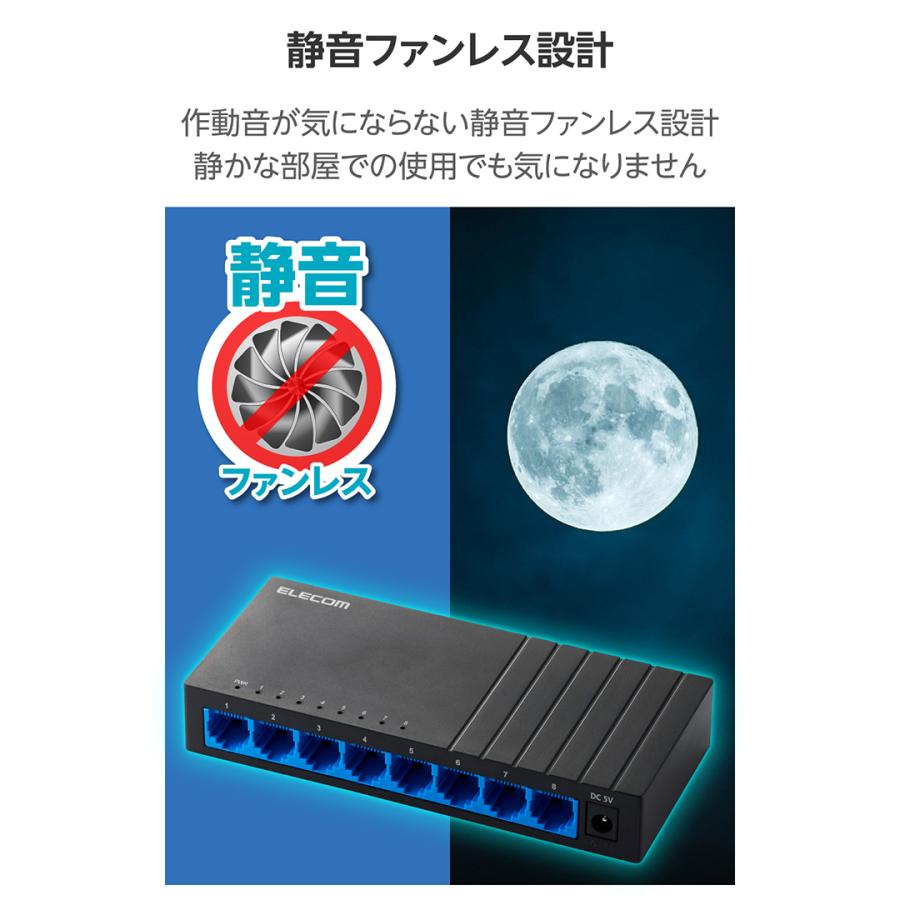 ELECOM（エレコム） Giga対応 スイッチングハブ 8ポート スイッチ プラ