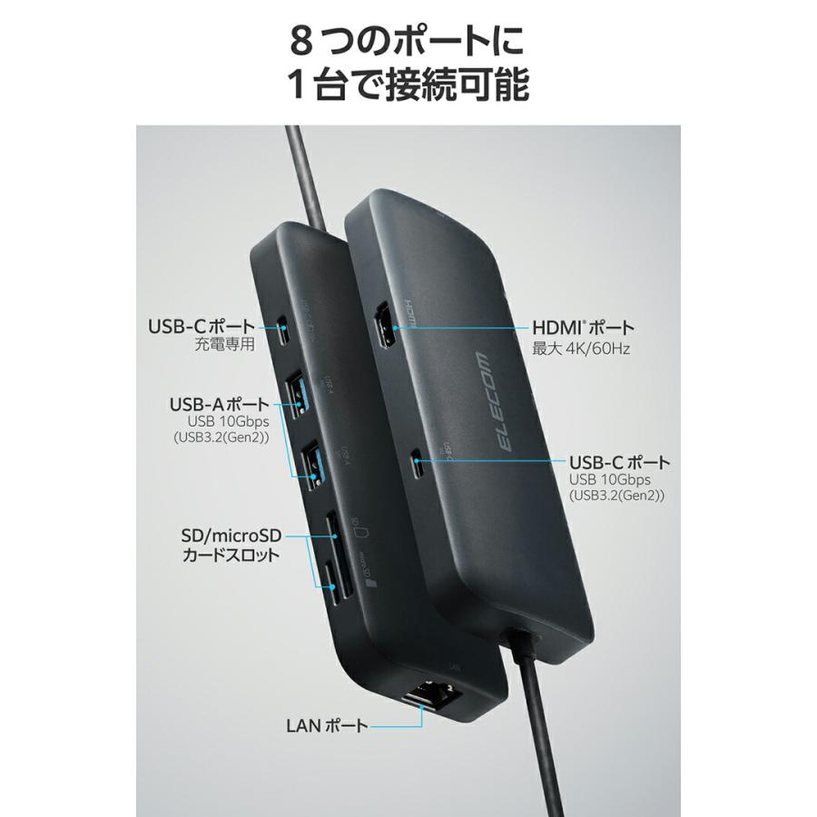 ELECOM（エレコム） Type-C ドッキングステーション 8in1 タイプC USB
