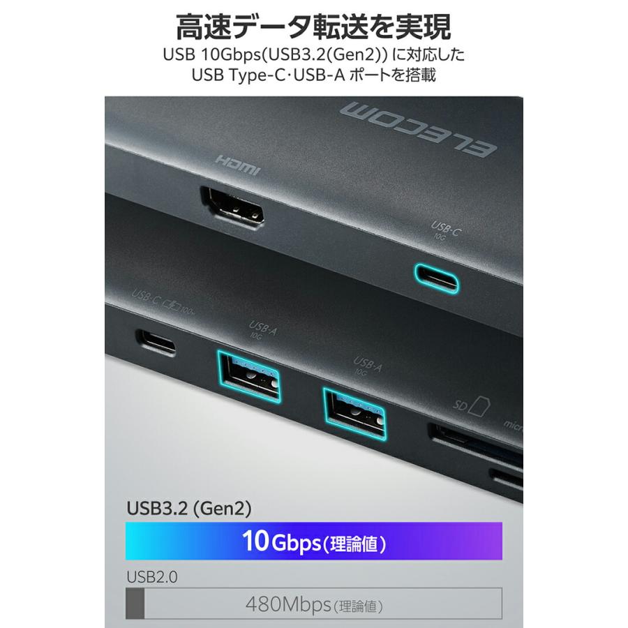 ELECOM（エレコム） Type-C ドッキングステーション 8in1 タイプC USB
