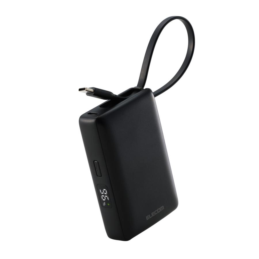 エレコム モバイルバッテリー ケーブル一体型 Type-C  10000mAh 30W リチウムイオン電池 残量表示 Type-C USB-Aブラック DE-C71L-10000BK | ELECOM | 01