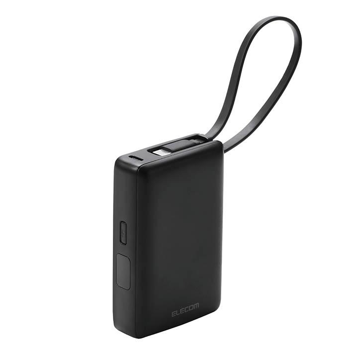 エレコム モバイルバッテリー ケーブル一体型 Type-C  10000mAh 30W リチウムイオン電池 残量表示 Type-C USB-Aブラック DE-C71L-10000BK | ELECOM | 02