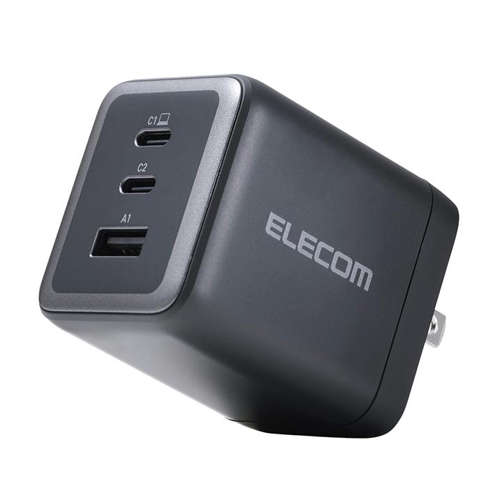 エレコム ノートPC用 ACアダプター USB Power Delivery 100W AC充電器 C×2+A×1 USB充電器 Type-C ×2 USB-A ×1 スイングプラグ ブラック  EC-AC104100BKの画像