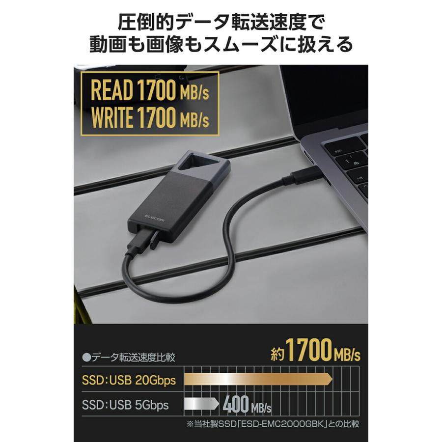 ELECOM（エレコム） 外付けSSD USB Type-C 防塵・防滴・耐衝撃 SSD 2TB