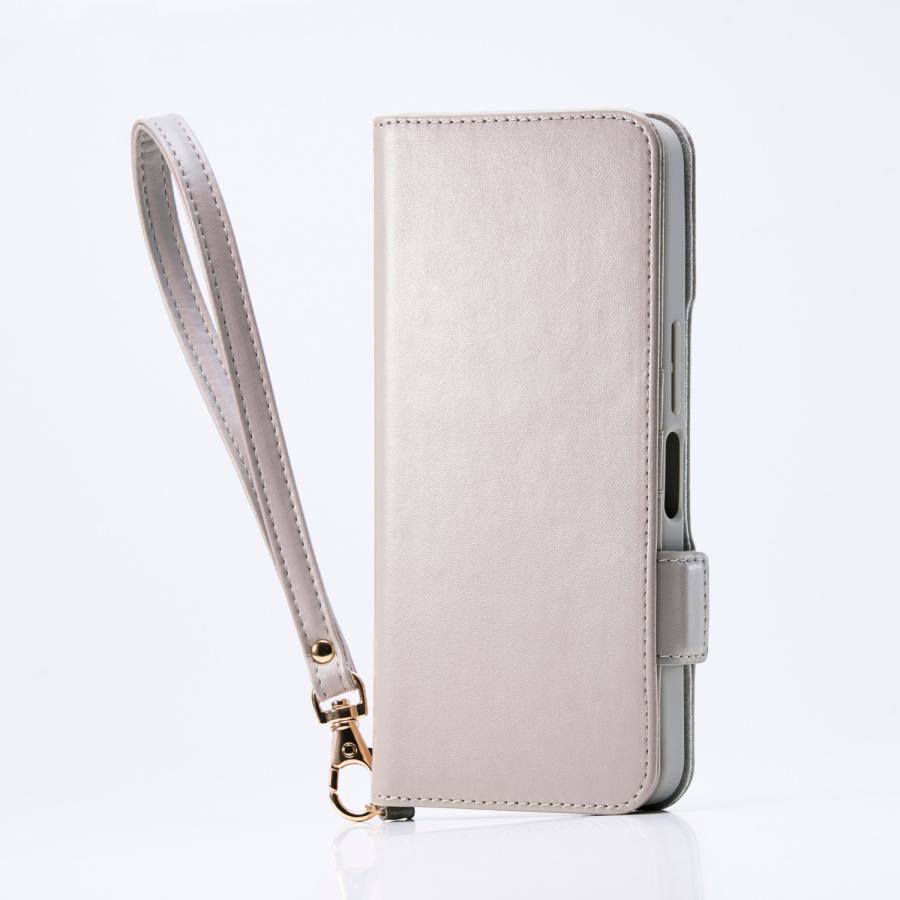 【新品・未使用】HERGOPOCH ケース グレージュ ELECOM（エレコム） AQUOS wish5 用 ソフトレザーケース 磁石付 耐衝撃