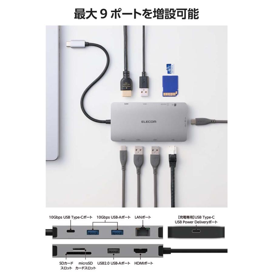 ELECOM（エレコム） Type-C ドッキングステーション 9in1 USB Power