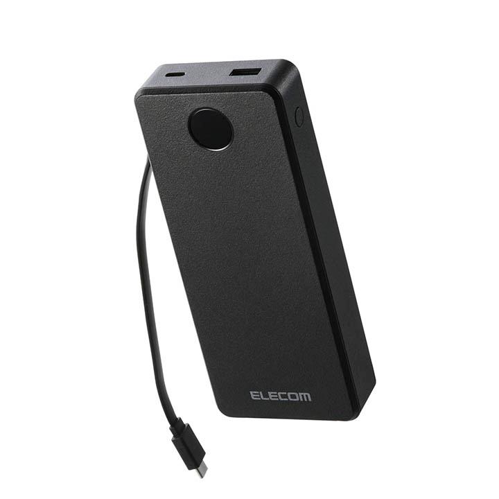 ELECOM（エレコム） モバイルバッテリー 残量が見える ケーブル一体型