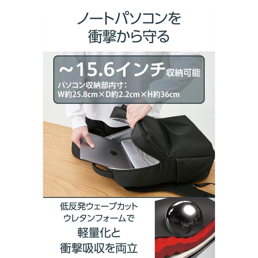 エレコム バックパック 15.6インチ 18L ZEROSHOCK ポリエステル   ブラック ELECOM ZSB-BP02P15BK_4