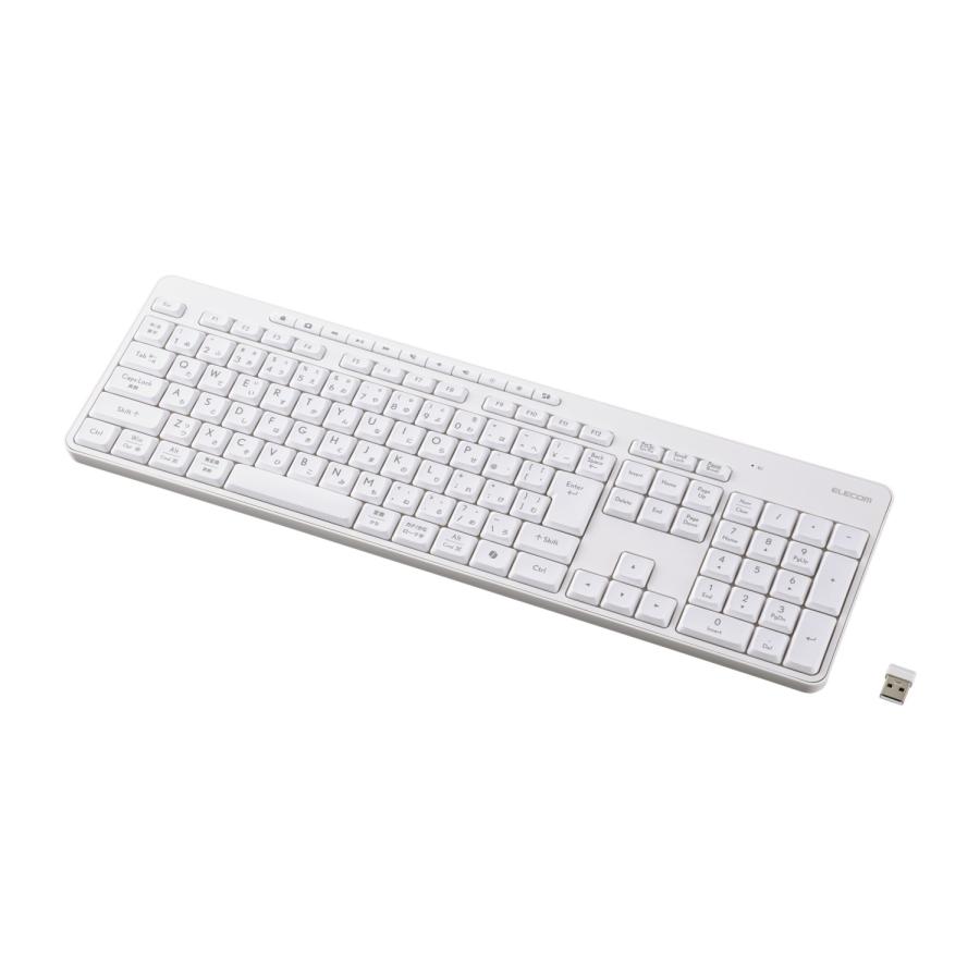 エレコム 無線 2.4GHz 静音 フル キーボード ワイヤレス メンブレン式 ホワイト  ELECOM TK-QT11FDMWH | ELECOM | 01