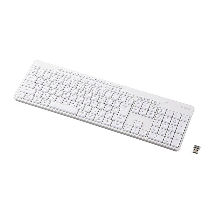 エレコム キーボード USB無線 Bluetooth 静音 フルキーボード メンブレン式 ホワイト ELECOM TK-QT11FMMWH | ELECOM