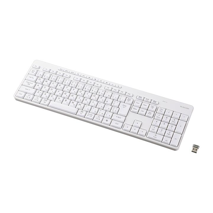 エレコム キーボード USB無線 Bluetooth 静音 フルキーボード メンブレン式 ホワイト ELECOM TK-QT11FMMWH | ELECOM | 01