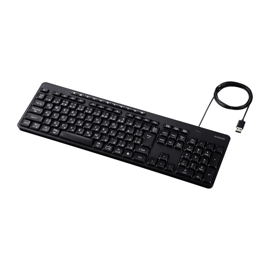 エレコム 有線 静音 フル キーボード メンブレン式 ブラック  ELECOM TK-QT11FUMBK | ELECOM | 01
