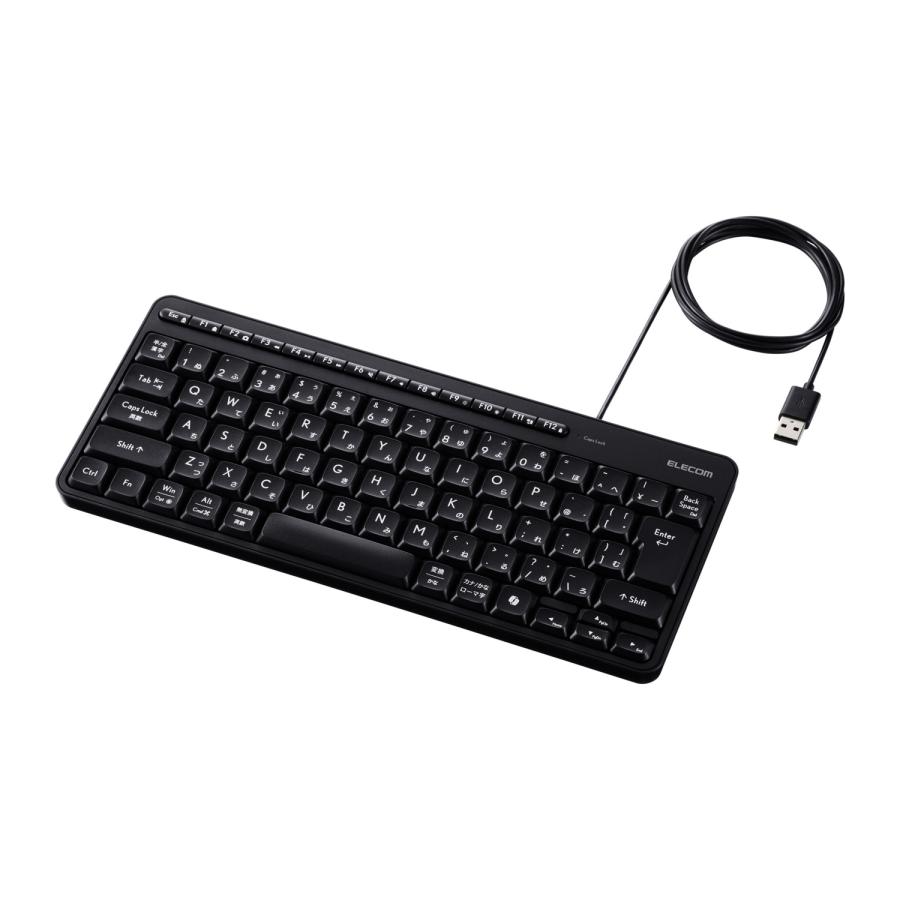 エレコム 有線 静音 ミニ キーボード メンブレン式 ブラック  ELECOM TK-QT11MUMBK | ELECOM | 01
