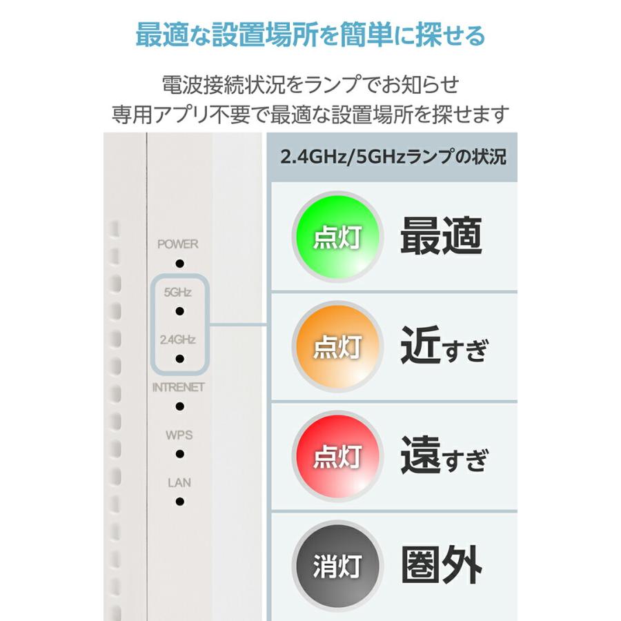ELECOM（エレコム） 無線LAN 中継器 1201+300Mbps ワイファイ WiFi 6