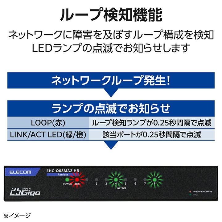 エレコム Giga対応 スイッチングハブ 2.5Gマルチギガ対応 8ポート スイッチ 金属筐体 ACアダプター 金属筐体 電源外付モデル ブラック  ELECOM EHC-Q08MA2-HB | ELECOM | 05