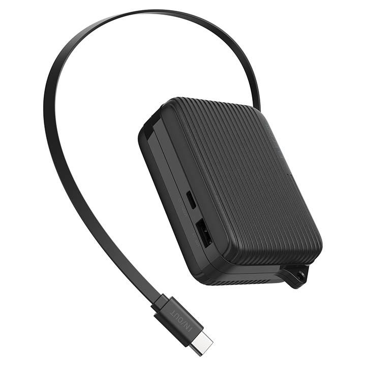 ELECOM モバイルバッテリー 9000mAh ELECOM（エレコム） モバイルバッテリー 巻き取り式 ケーブル一体型