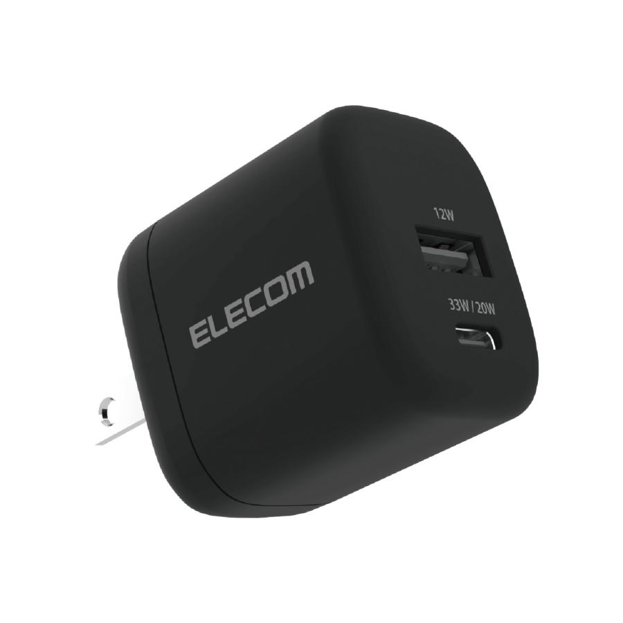 エレコム スマホ・タブレット用 AC充電器 USB Power Delivery 33W Type-C USB-A スイングプラグ ブラック  MPA-AC11433BK | ELECOM | 01