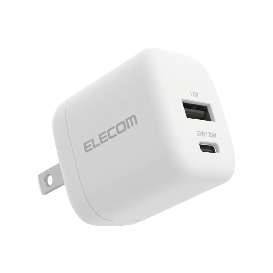 エレコム スマホ・タブレット用 AC充電器 USB Power Delivery 33W Type-C USB-A スイングプラグ ホワイト  MPA-AC11433WH | ELECOM | 01