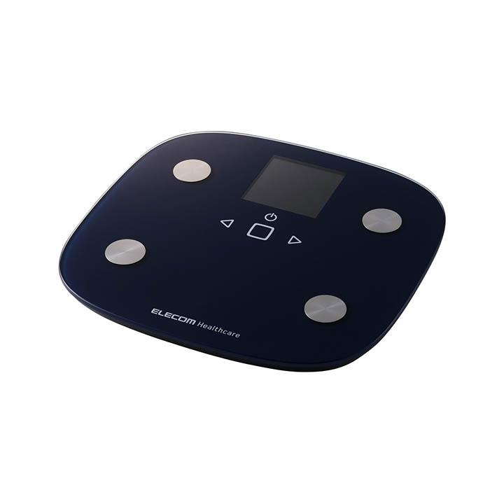 エレコム 体組成計 ELECOM Healthcare 大きい文字表示 体重 内臓脂肪レベル BMI 体脂肪率 骨格筋率 ネイビー  ELECOMHealthcare HCS-FS010LNV | ELECOM