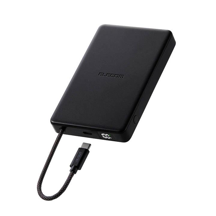 ELECOM（エレコム） モバイルバッテリー ケーブル一体型 半固体