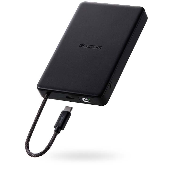 ELECOM（エレコム） モバイルバッテリー ケーブル一体型 半固体