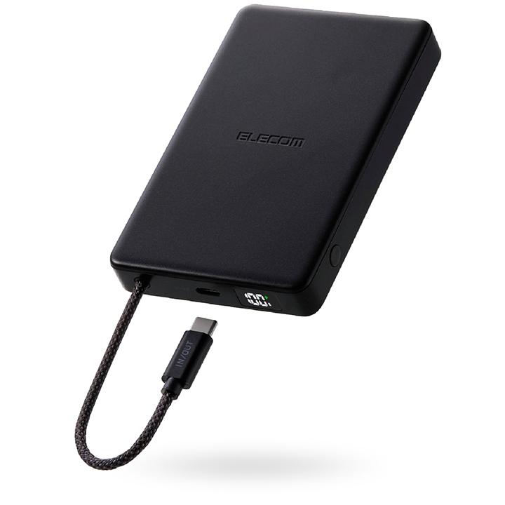 ELECOM（エレコム） モバイルバッテリー ケーブル一体型 半固体