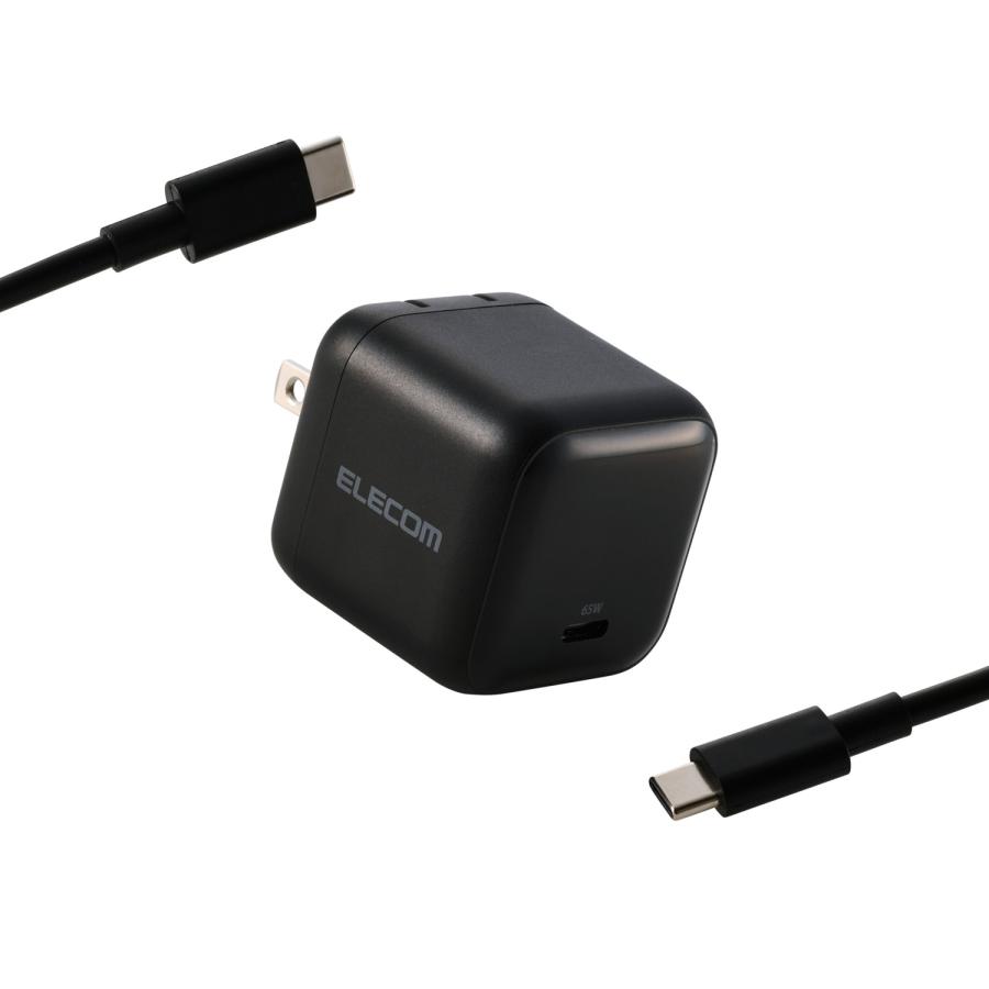 エレコム スマホ・タブレット 用 USB Power Delivery 65W AC充電器 Type-C ケーブル付属 1.5ｍ スイングプラグ ブラック  ELECOM MPA-AC12565BK | ELECOM | 01