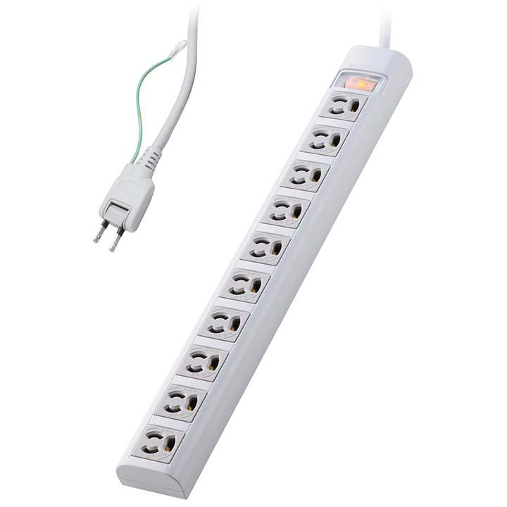ELECOM（エレコム） 電源タップ OAタップ 3ピン 抜け止め 10個口 2m