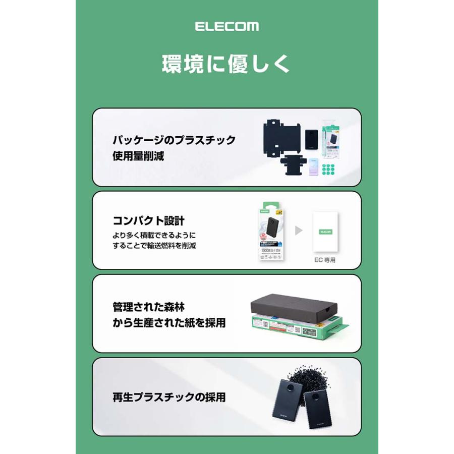 エレコム 半固体モバイルバッテリー 10000mAh 35W Type-C×2 USB-A モバイル バッテリー 半固体リチウム電池 残量表示 ホワイト ELECOM DE-C86-10000WHの画像