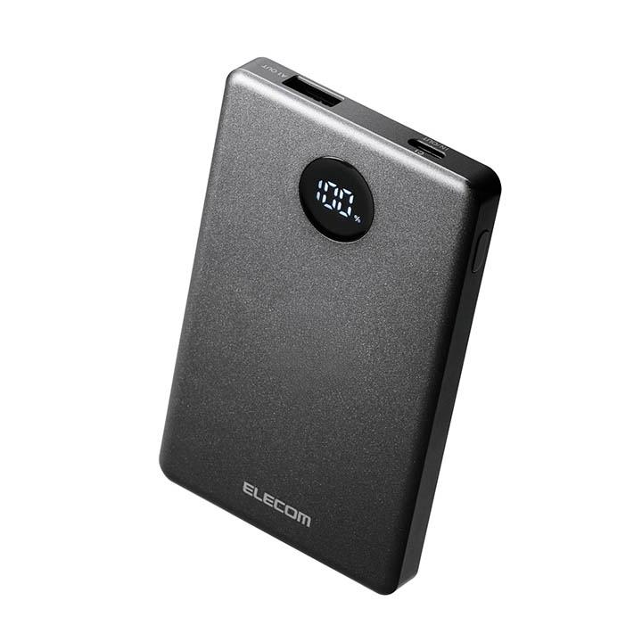 エレコム モバイルバッテリー 半固体 リチウムイオン 電池 22.5W 5000mAh USB-C USB-A 残量表示   ブラック ELECOM EC-C60MN