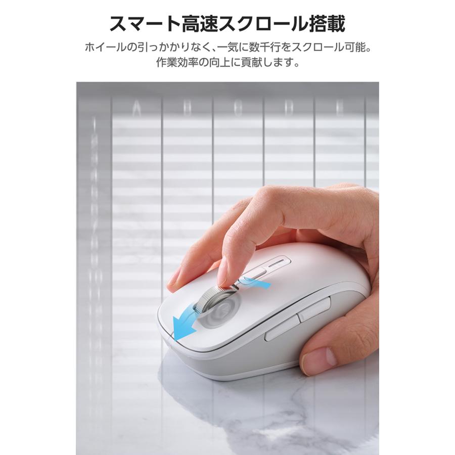 エレコム OSMOD8 無線 Bluetooth マウス チルト付 8ボタン Mサイズ マルチペアリング ワイヤレス 乾電池式 ホワイト  ELECOM M-MY50MBSWH | ELECOM | 04