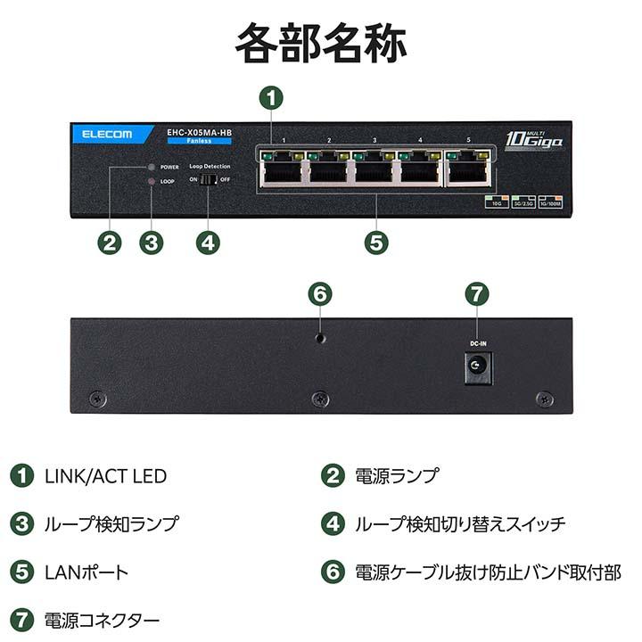 ELECOM（エレコム） 10G対応 5ポート スイッチングハブ 金属筐体 外付