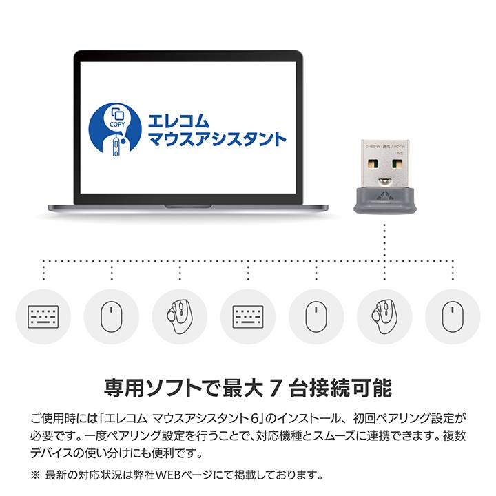 エレコム USBレシーバー Bridge E USB-A プラグ 最大7台接続可能 グレー  ELECOM M-ER10GY | ELECOM | 05