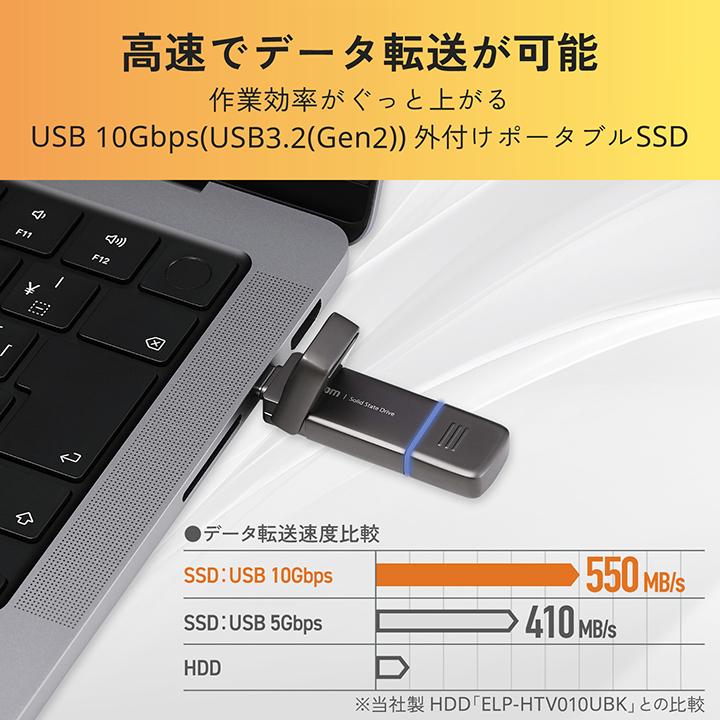 ELECOM（エレコム） 外付けSSD Type-C / USB-A 対応 外付け ポータブル