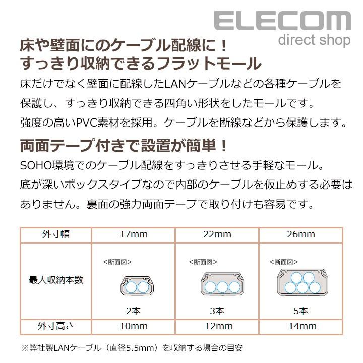 配線モール ケーブルカバー 1m フラットモール ブラウン 幅17mm エレコム┃LD-GAF1/BR|エレコムダイレクトショップ|01