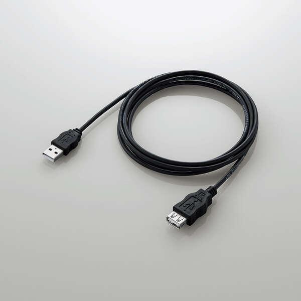 ELECOM（エレコム） USB延長ケーブル (A‐A) 2m RoHS指令準拠 ブラック