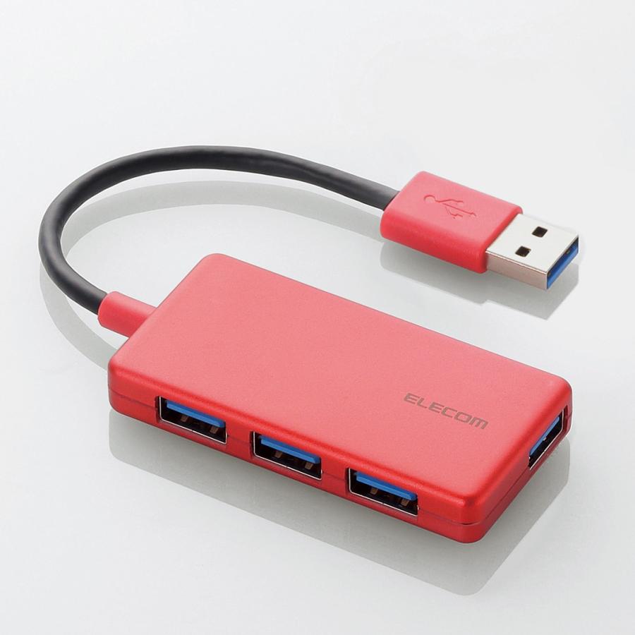 エレコム 4ポート USBハブ USB 3.0 対応 コンパクトタイプ USB ハブ レッド レッド┃U3H-A416BRD エレコムダイレクトショップ  - 通販 - PayPayモール