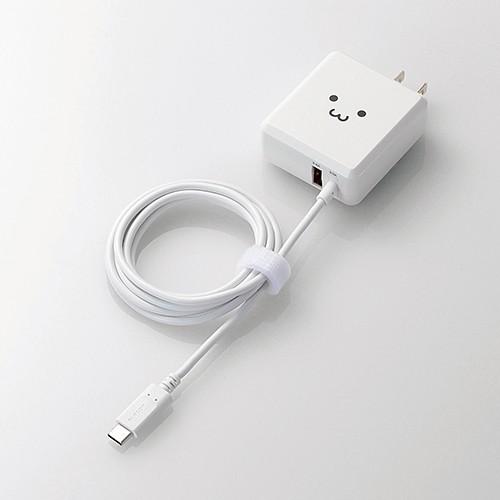 エレコム AC充電器 Type-Cケーブル一体型 USBポート搭載 ホワイトフェイス 最大出力3A ホワイトフェイス 1.5m┃MPA-ACCFW154WF｜elecom｜02