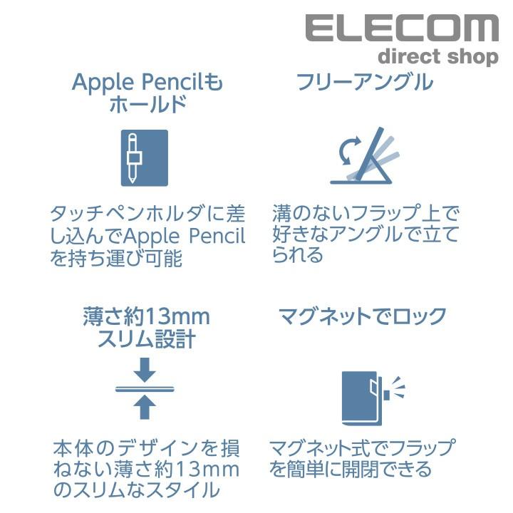 エレコム iPad (第6世代) フラップカバー ソフトレザーケース スリープモード対応 フリーアングル ブラック ブラック┃TB-A18RWVFUBK｜elecom｜05