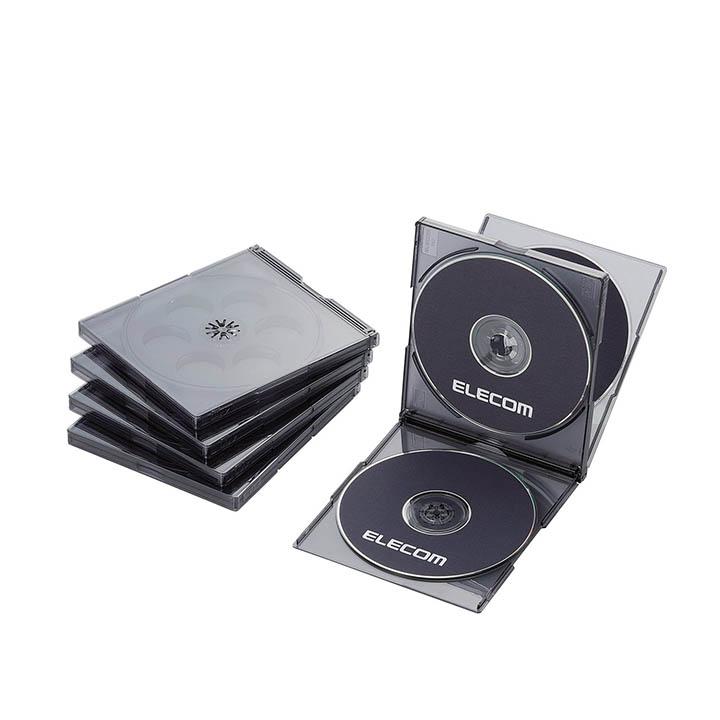 エレコム ディスクケース Blu-ray DVD CD 対応 Blu-rayケース DVDケース CDケース 4枚収納 5枚セット  クリアブラック 5パック CCD-JSCNQ5CBK 在庫処分 | ELECOM