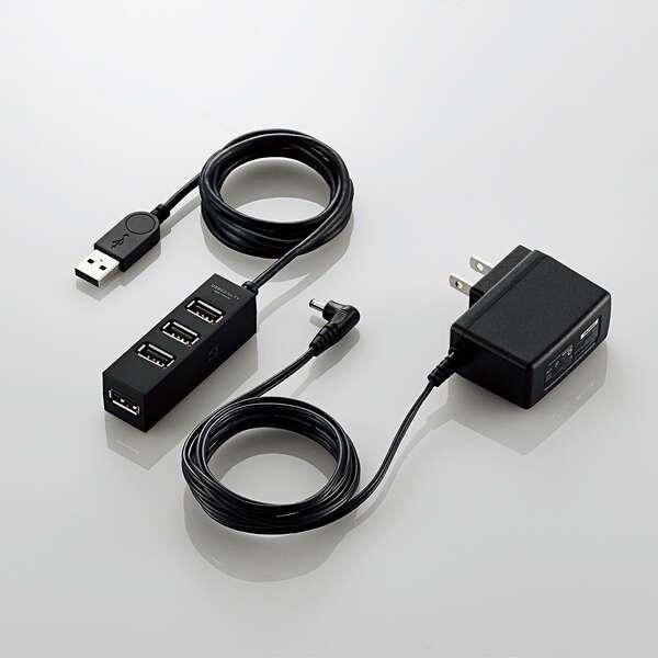 待望☆】エレコム 電源連動機能に対応したTV用 4ポート ハブ USBケーブル長 USB USB  約1.0m(コネクタを除く)┃U2H-TV003SBK ハブ ブラック 2.0 1ｍ USBハブ