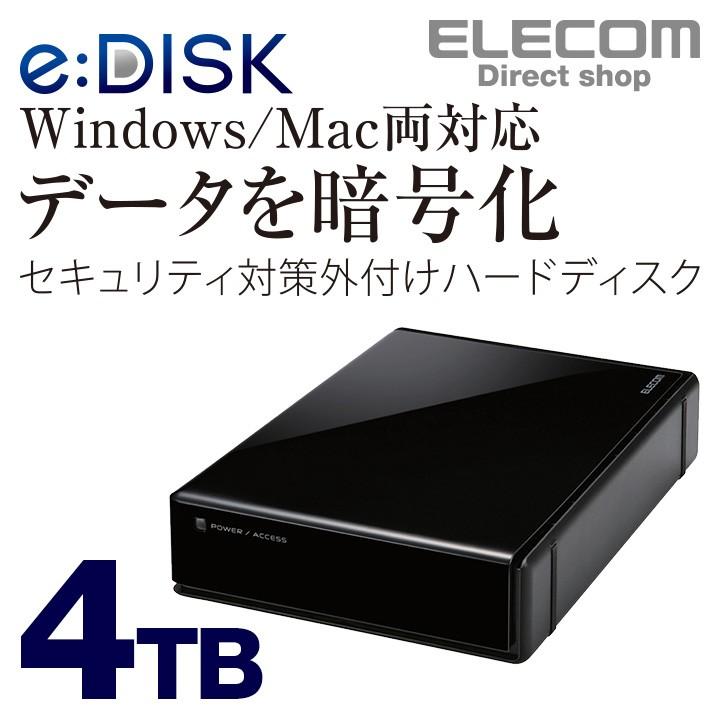 エレコム セキュリティ対策用ハードディスク  ブラック 4TB┃ELD-EEN040UBK｜elecom