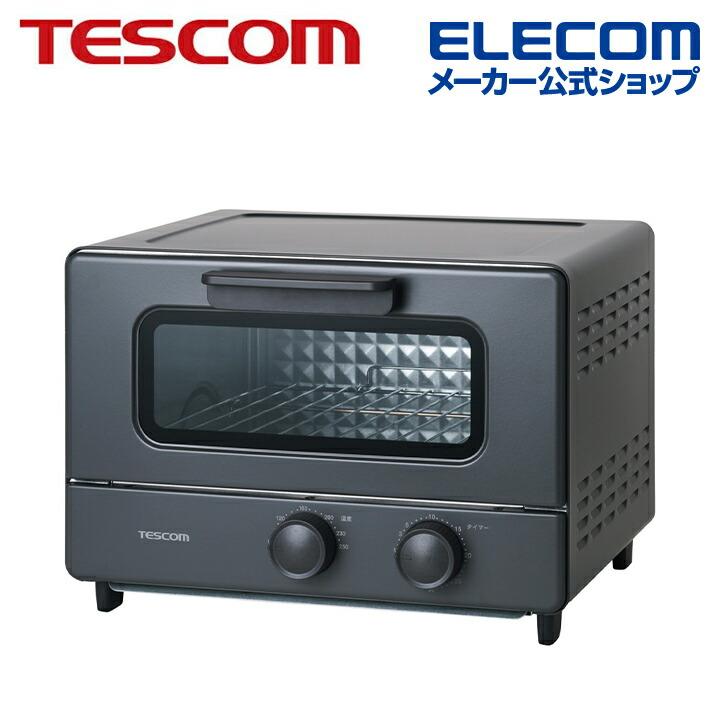 テスコム TESCOM オーブントースター 4枚焼き 遠赤外線ヒーター 石英管ヒーター 電熱器具 ブラック ┃TSB60A-K ELECOM（エレコム） テスコム オーブントースター 4枚焼き 遠赤外線