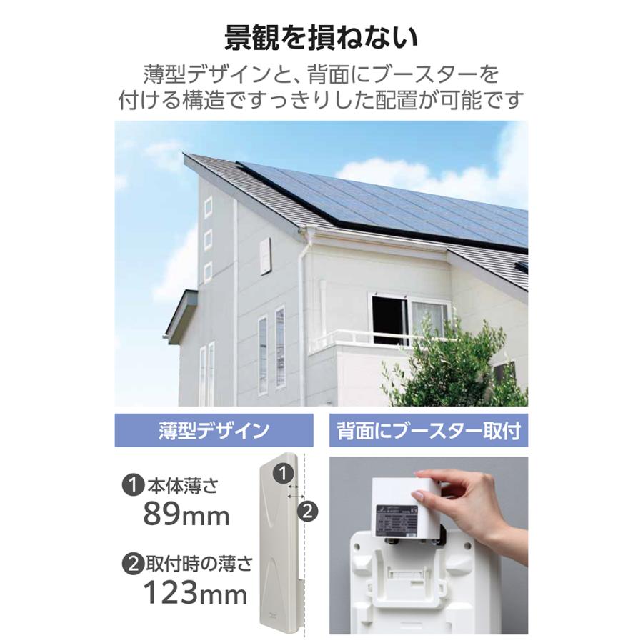 ELECOM（エレコム） DXアンテナ 平面アンテナアンプ付 アンテナ 地上
