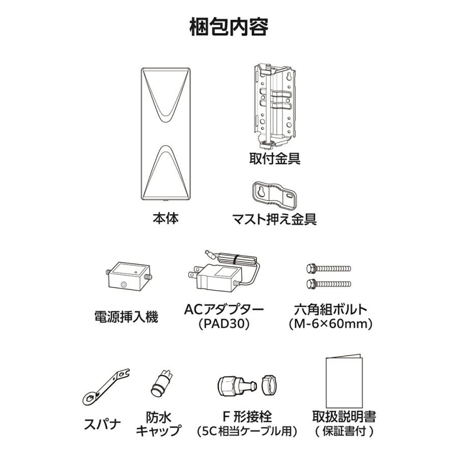 ELECOM（エレコム） DXアンテナ 平面アンテナアンプ付 アンテナ 地上