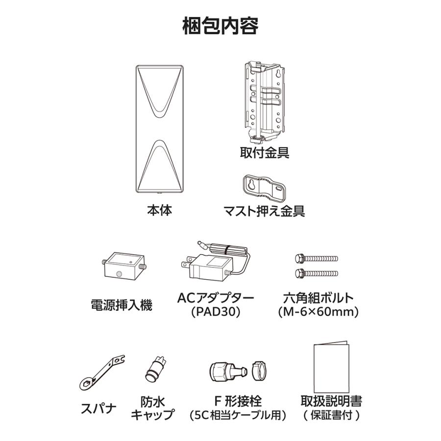 ELECOM（エレコム） DXアンテナ 平面アンテナアンプ付 アンテナ 地上