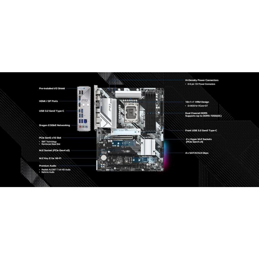 AsRock マザーボードB760 Pro Rs Intel 12世代・13世代 ASRock マザーボード B760 Pro RS Intel 第12世代 ・ 13世代 CPU