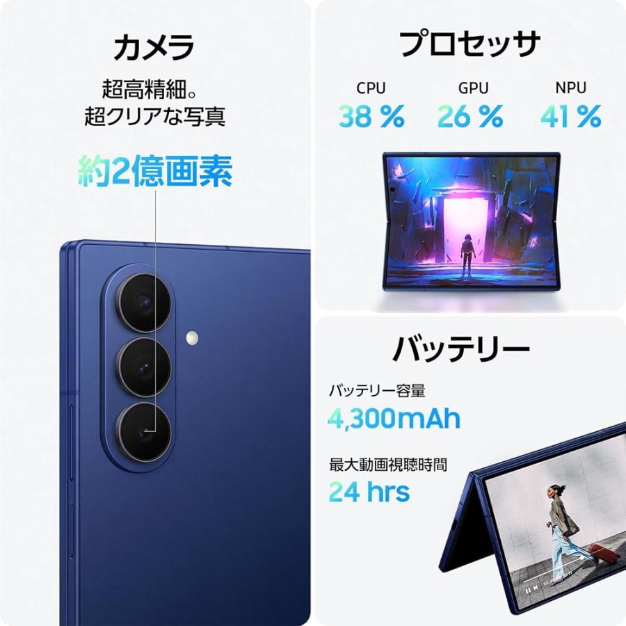 Samsung Galaxy Z Fold7 512GB |ブルー シャドウ|Galaxy AI対応|SIM