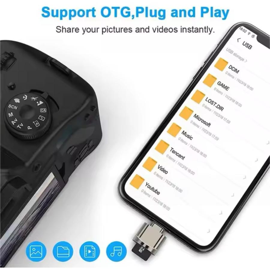 microsdカードリーダー type-c usb2.0 マイクロsdカード リーダー usb タイプc microSD カードリーダー メモリカードリーダー キーホルダー付き 最大32gb |  | 02