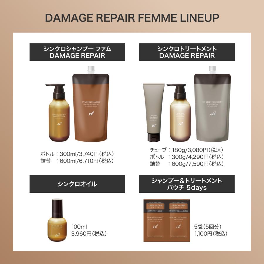 エレクトロン公式【詰替】シンクロトリートメント DAMAGE REPAIR 600g 詰め替え リフィル 女性用 ダメージ補修 ツヤ 潤い 電気バリブラシ | ELECTRON（コスメ、美容、ヘアケア） | 02