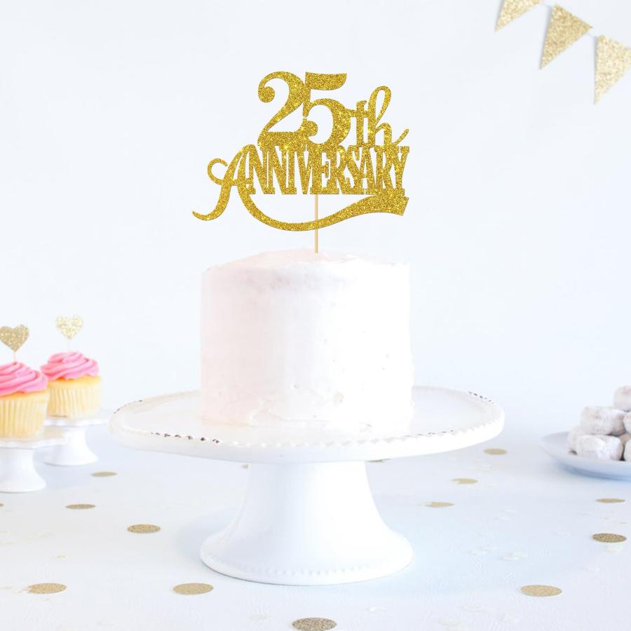 値頃 ゴールドグリッター 25周年記念ケーキトッパー 25周年記念 / 25周年記念パーティー / 25歳の誕生日パーティーデコレーション